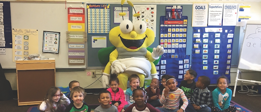 Louie the Lightning Bug teaches school children about electric safety